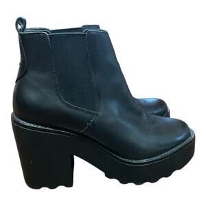 Steve Madden Chunky Boots Women Black 8 Gretta Leather